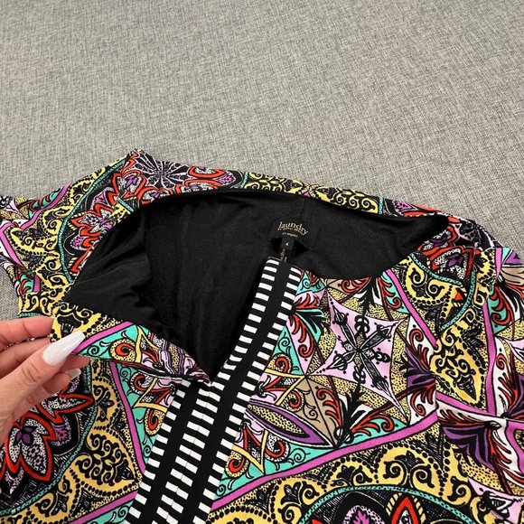 Laundry By Shelli Segal  Shift Dress Pullover Sz 4 Multicolor 3/4th Wide Sleeves - Picture 10 of 14